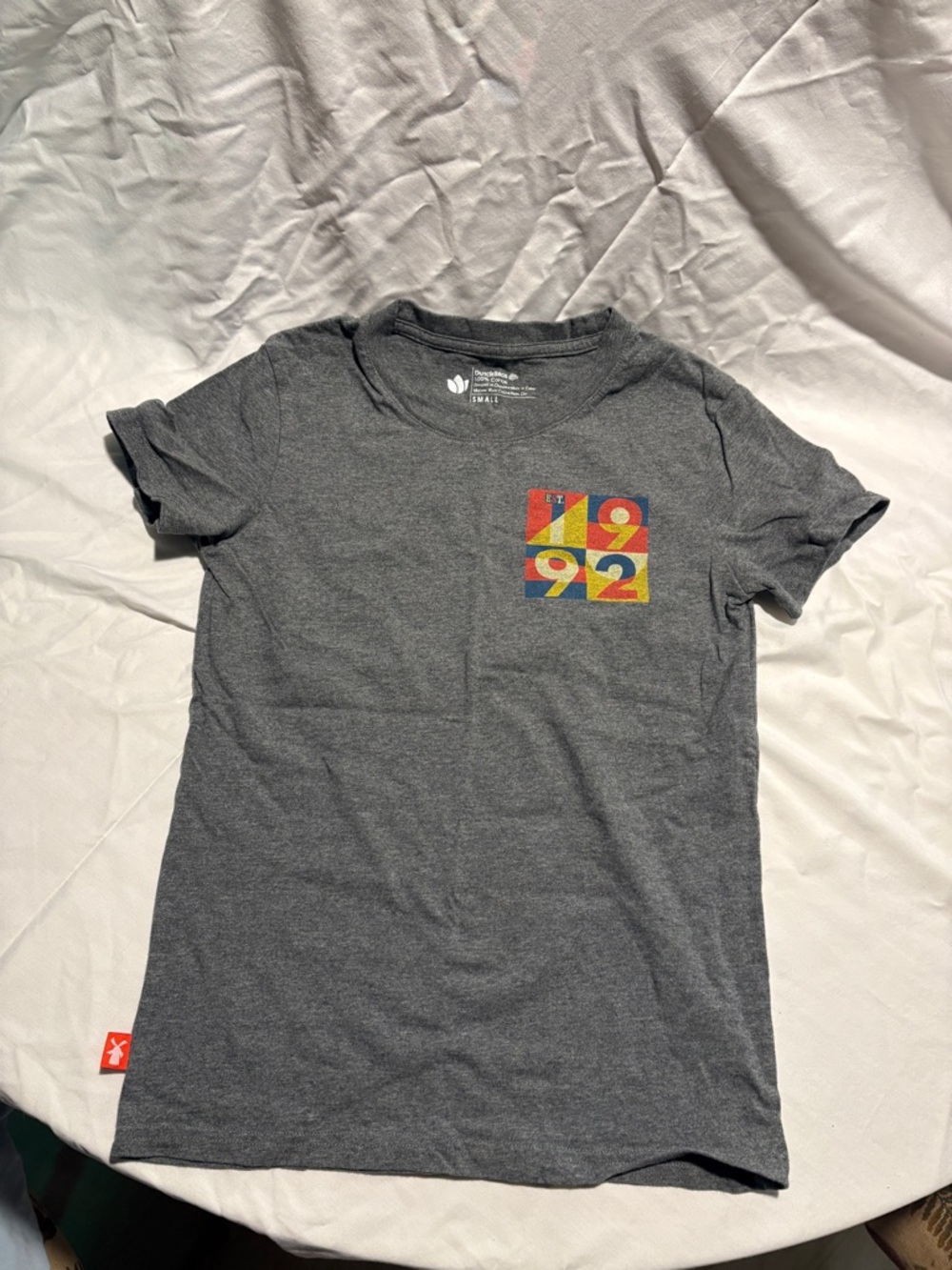 Gray Dutch brothers Graphic Tee with Colorful 1992 Print